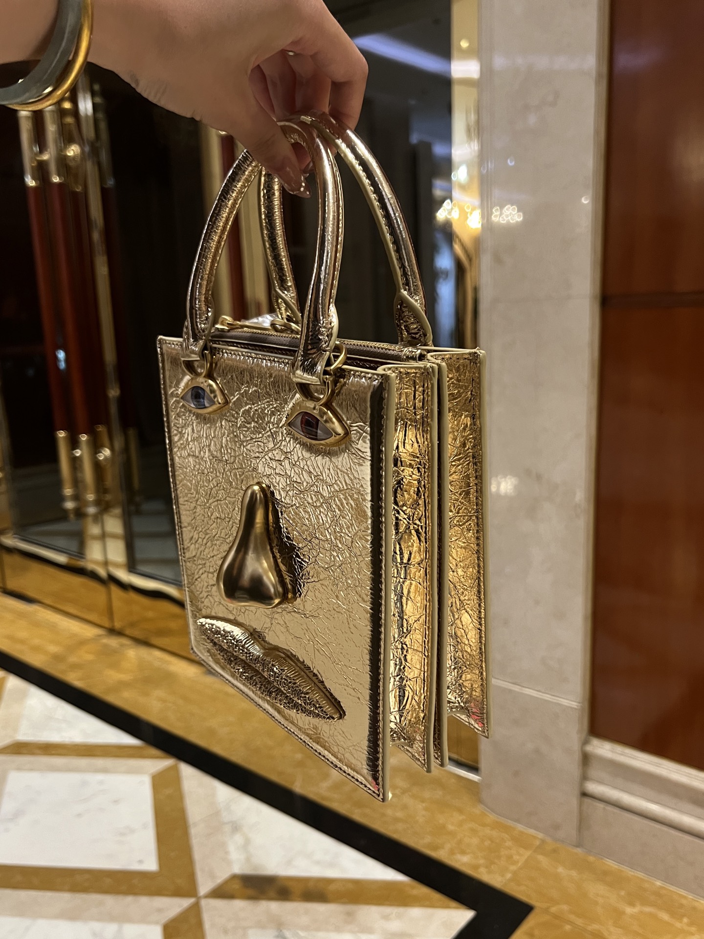 [TOP] Schiaparelli Anatomy Face Bag 20x19x9cm - Metallic Color - 711 Luxury