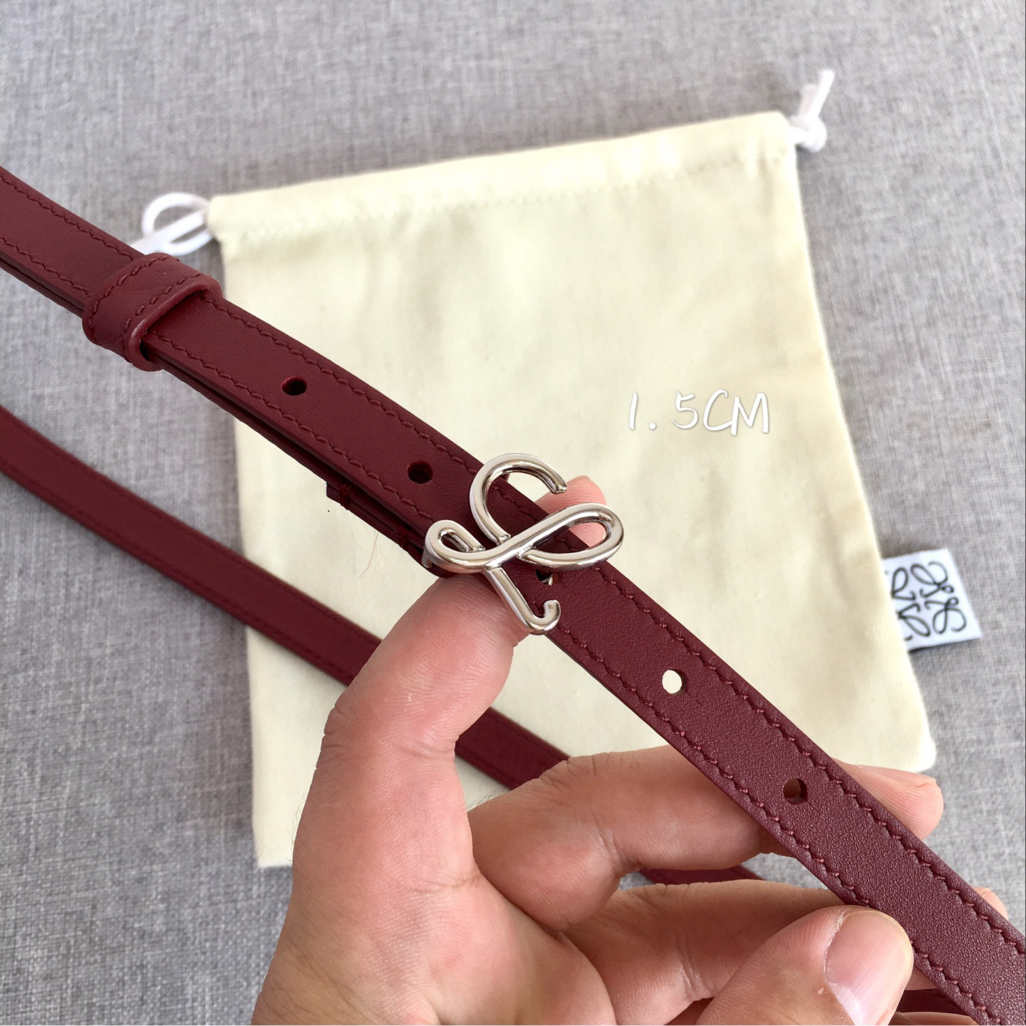 [TOP] LOEWE Leather Belt 1.5 cm - Wine Red - 711 Luxury