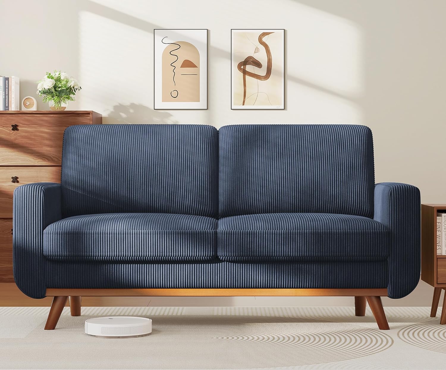 Vesgantti 172cm Loveseat Sofa Green, Comfy Corduroy Couch with Spring Cushion, 2 Seater Sofa with Solid Wood, Sofa Couch with Deep Seat, Sofa for Bedroom, Loveseat for Living Room, Green Office Couch