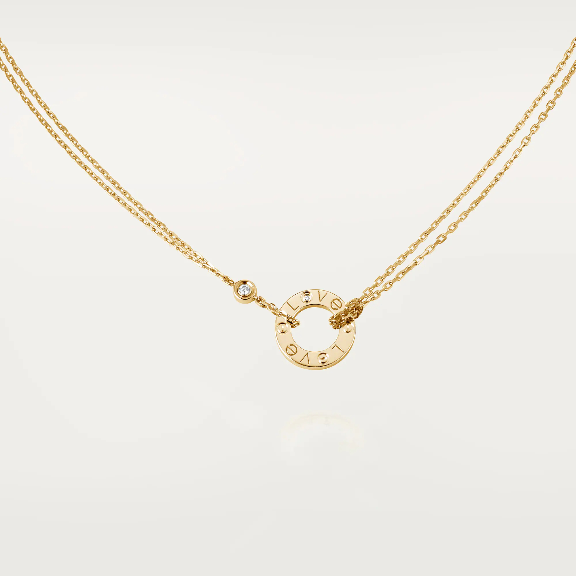 Carty Love Luna Loop Necklace, Yellow Gold, 2 Moissanite