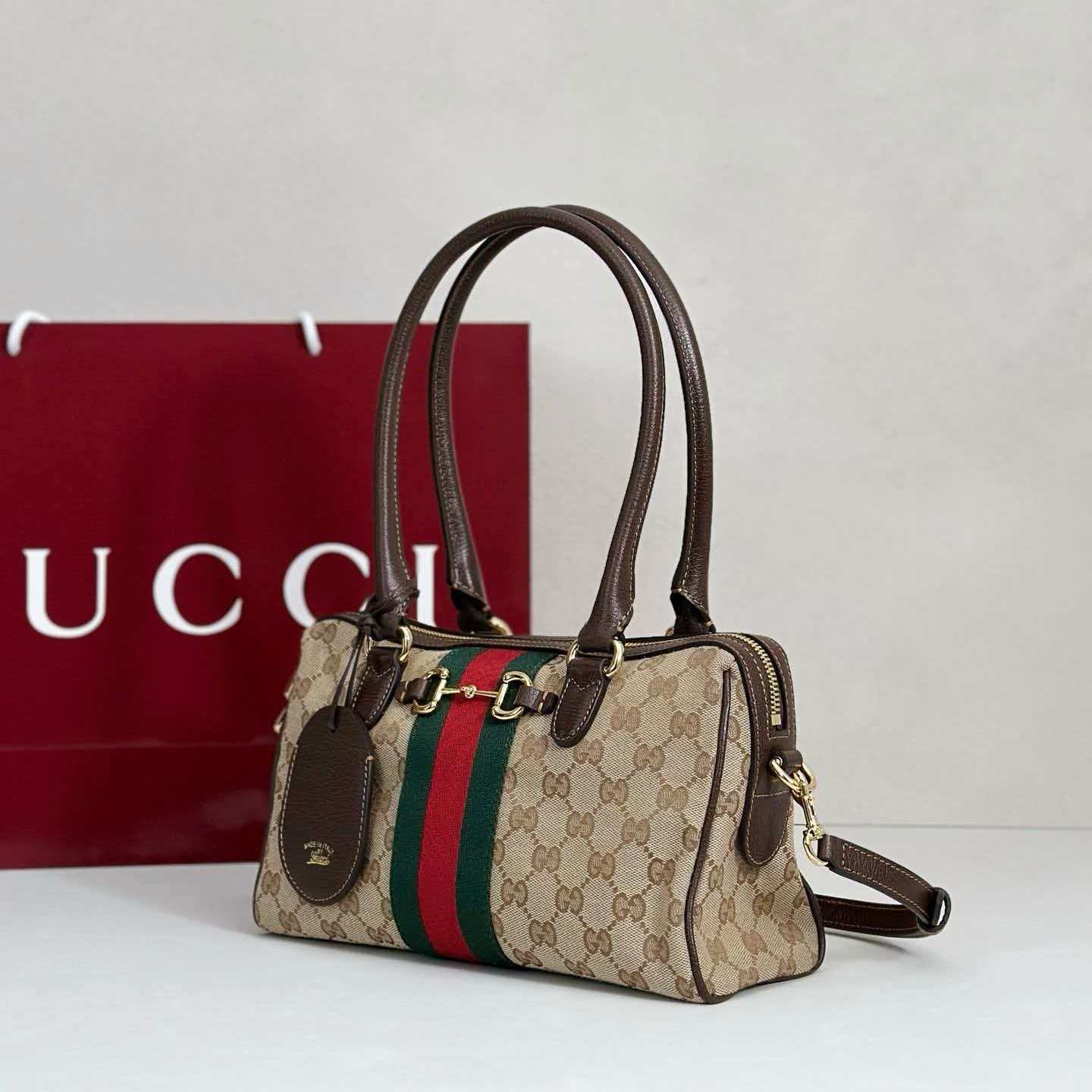 [TOP] GUCCI Ophidia Borsetto  Boston  Bag 28 cm - Brown