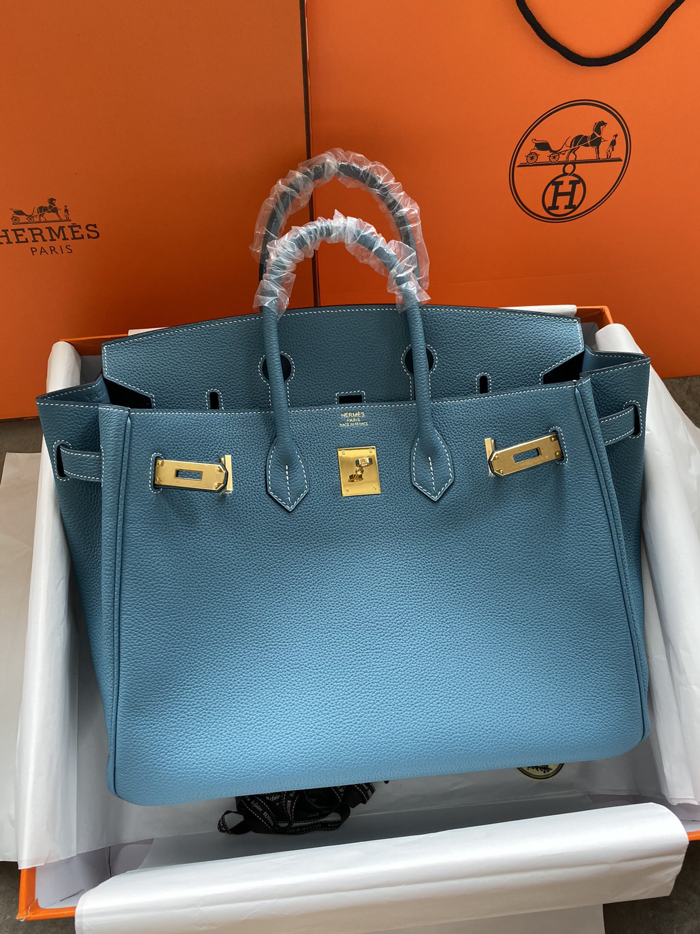 [TOP] HERMES Birkin Togo Leather 35cm - Bleu Jean & GHW