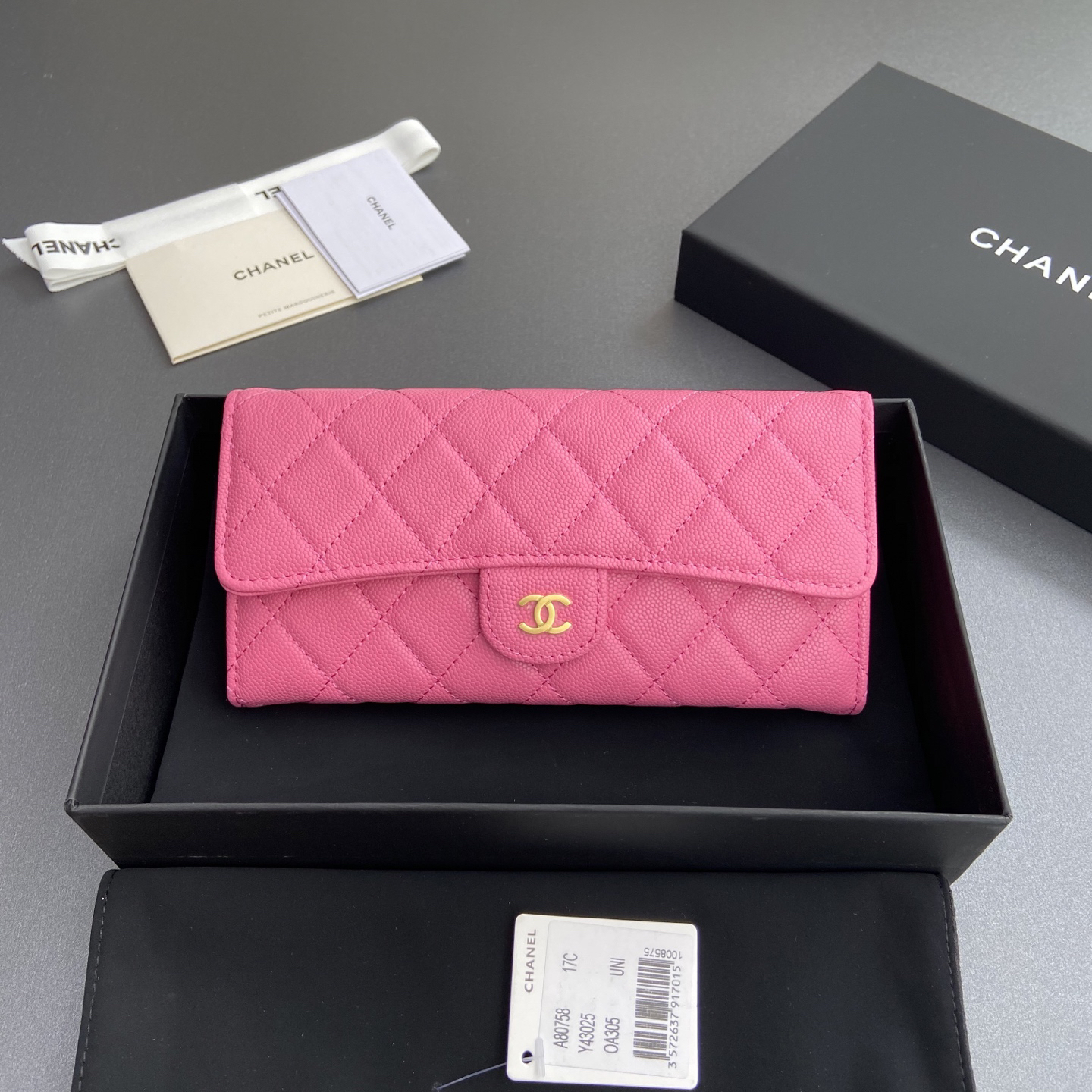 [TOP] CHANEL Long Folding Caviar Wallet 19cm - Pink - GHW - 711 Luxury