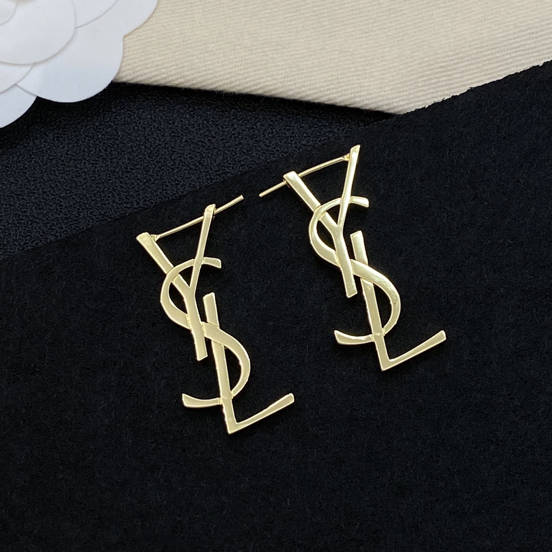 [TOP] Yves Saint Laurent YSL Earrings - Gold