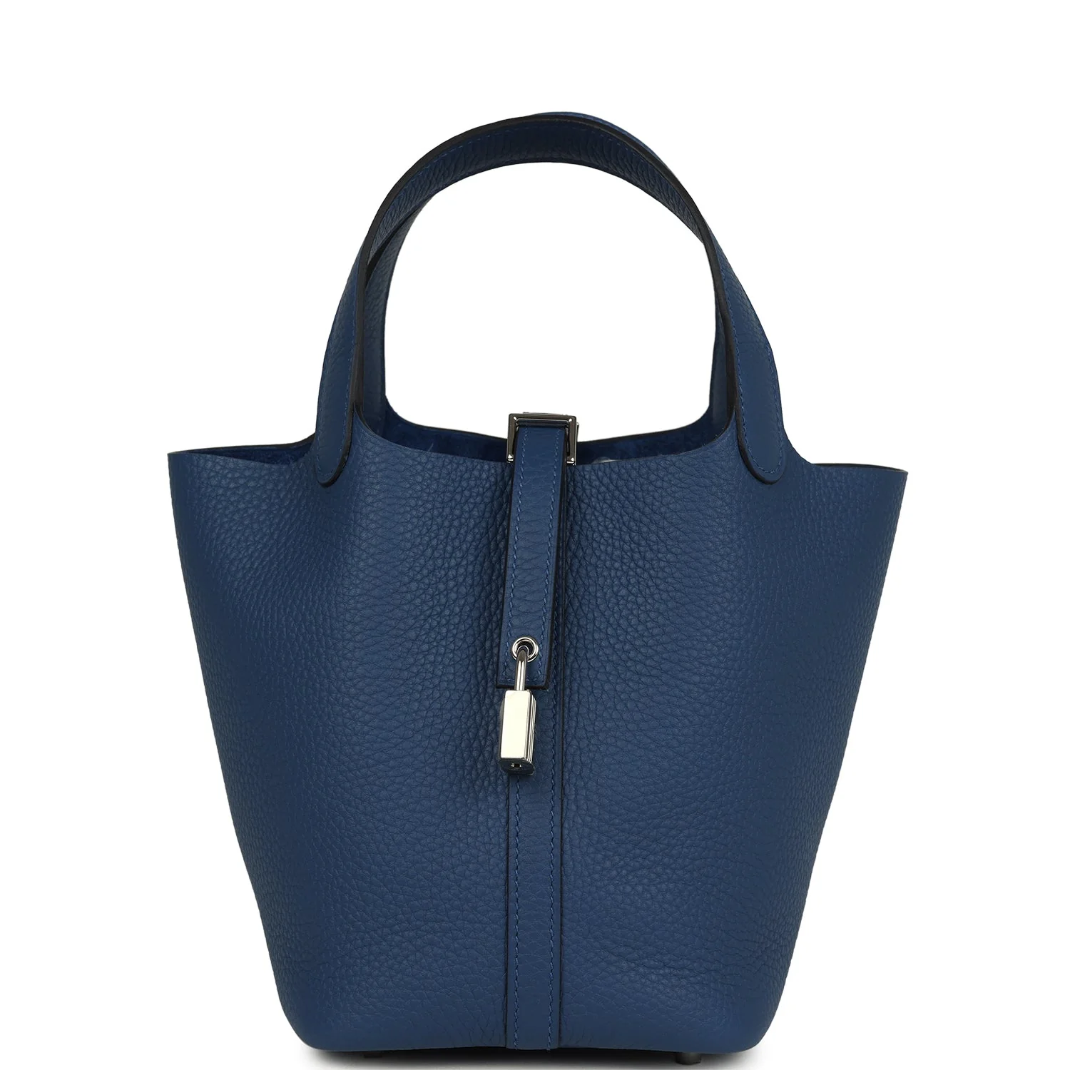 Hermes Picotin Lock  Bleu Tie Clemence Palladium Hardware