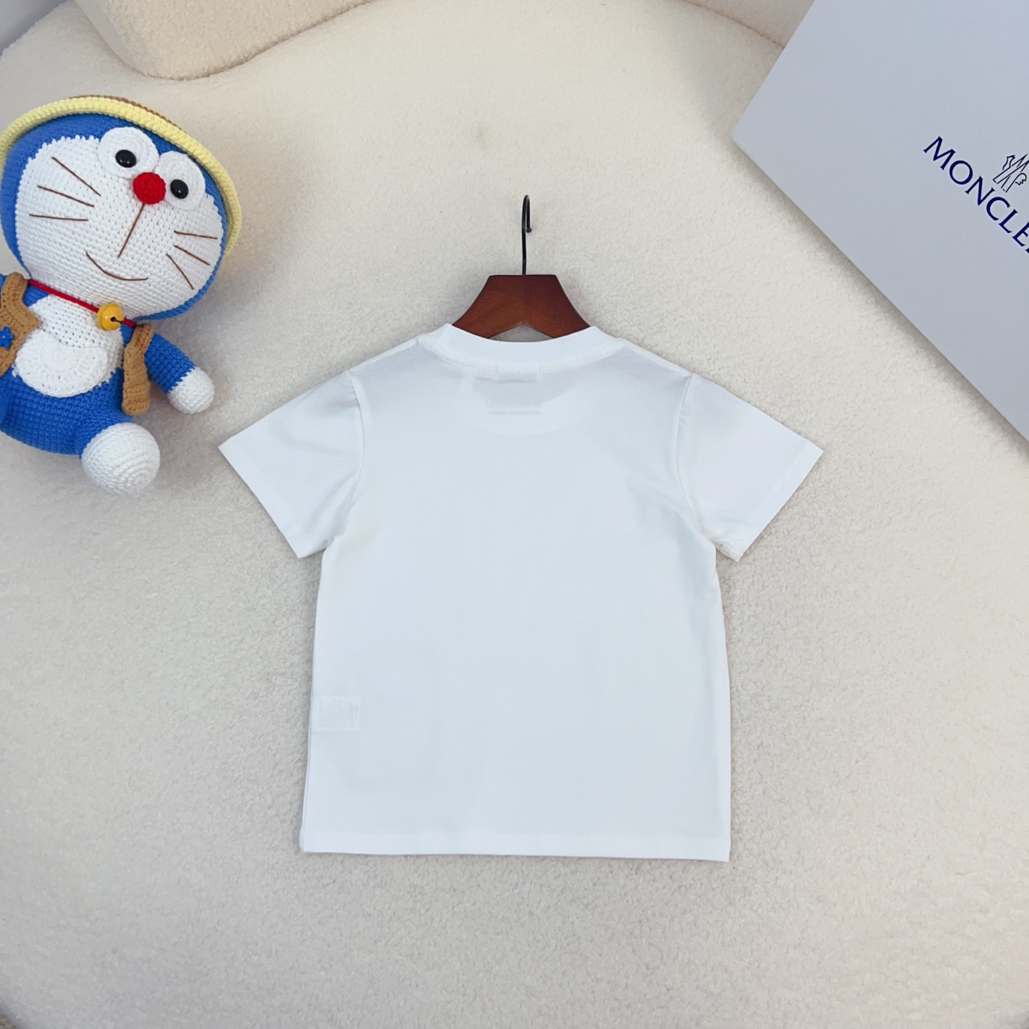 Balenciaga Unisex Kids Woven Patch Crew Neck Short Sleeve T-Shirt Cotton Modal Boys Girls Summer Basic Tee Sizes 90-170 white