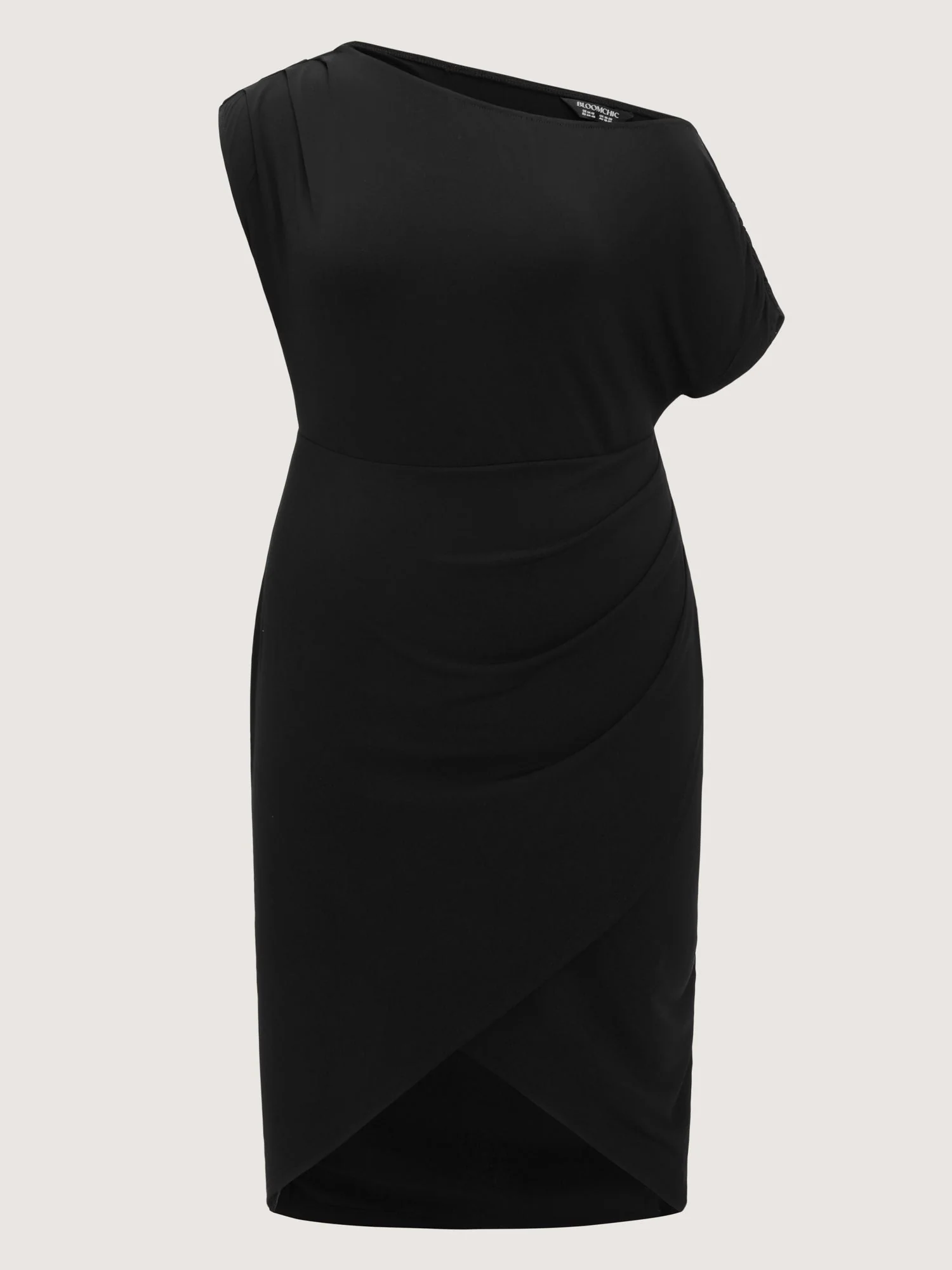 One-Shoulder Draped Sheath Midi Dress