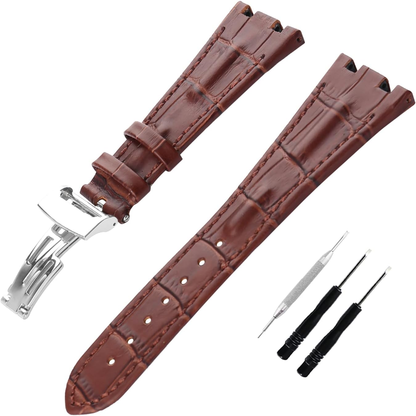 JETHENG Men's Leather Strap Compatible for 28mm Audemars Piguet Royal Oak Offshore AP 15703 15710 15400 26470 26400 Ladies outdoor work waterproof watch band wrist strap buckle