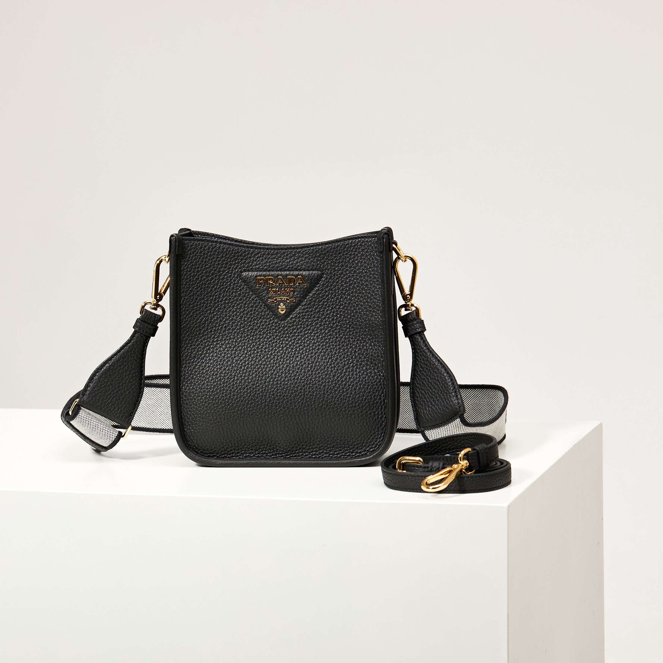 [TOP] PRADA Mini Shoulder/Tote Bag 19x20x6 cm - Black & GHW - 711 Luxury