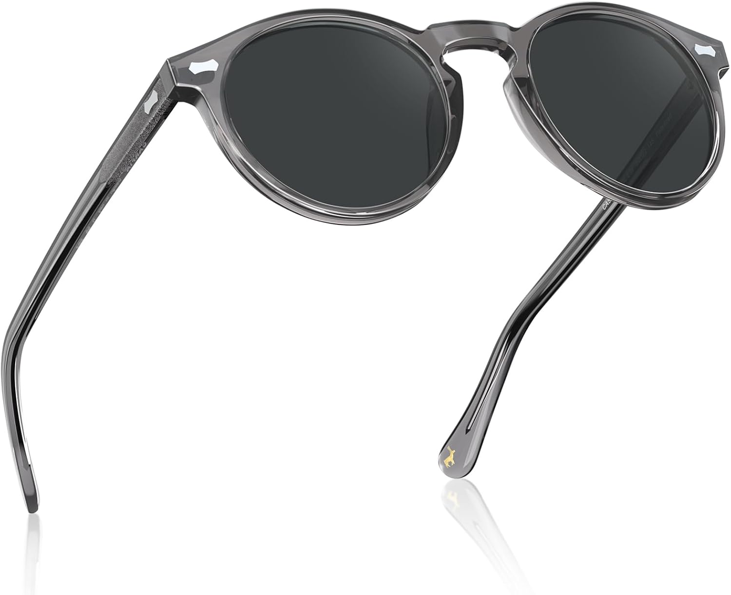 CARFIA Retro Polarized Sunglasses for Men UV400 Protection Handmade Acetate Round Frame CA5288L