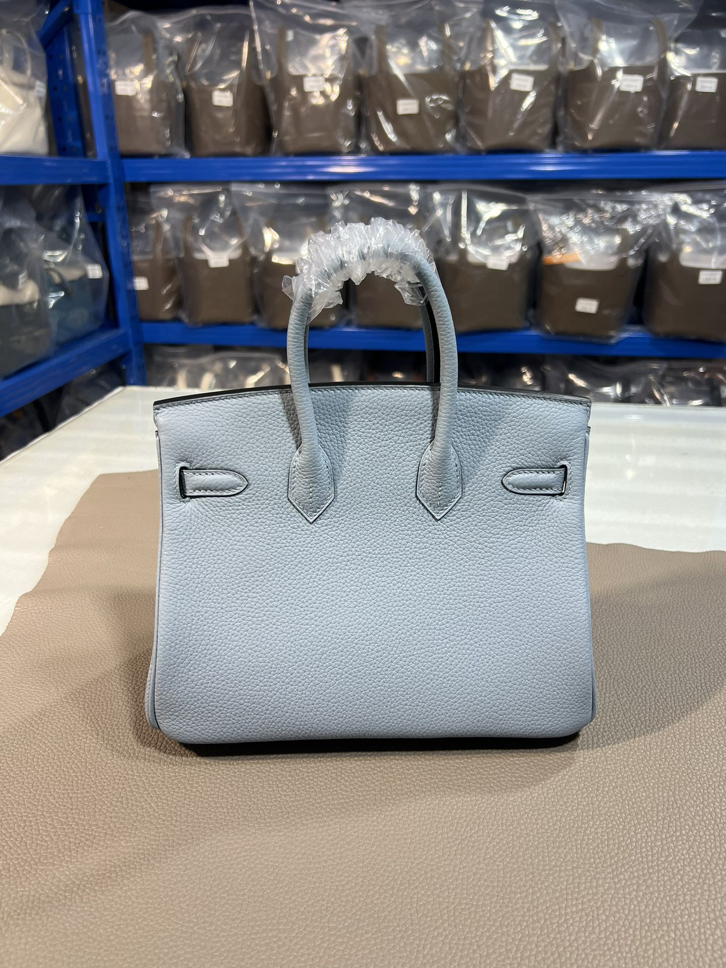 [TOP] HERMES Birkin Togo Leather 25cm - Bleu Pale & GHW
