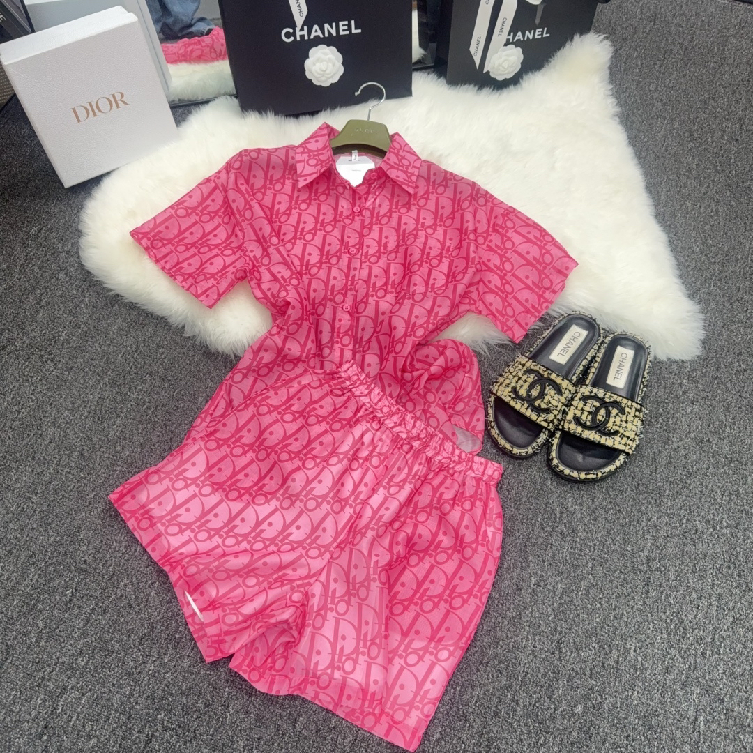 [TOP] Christian Dior  Shirt + Shorts Suit - Pink