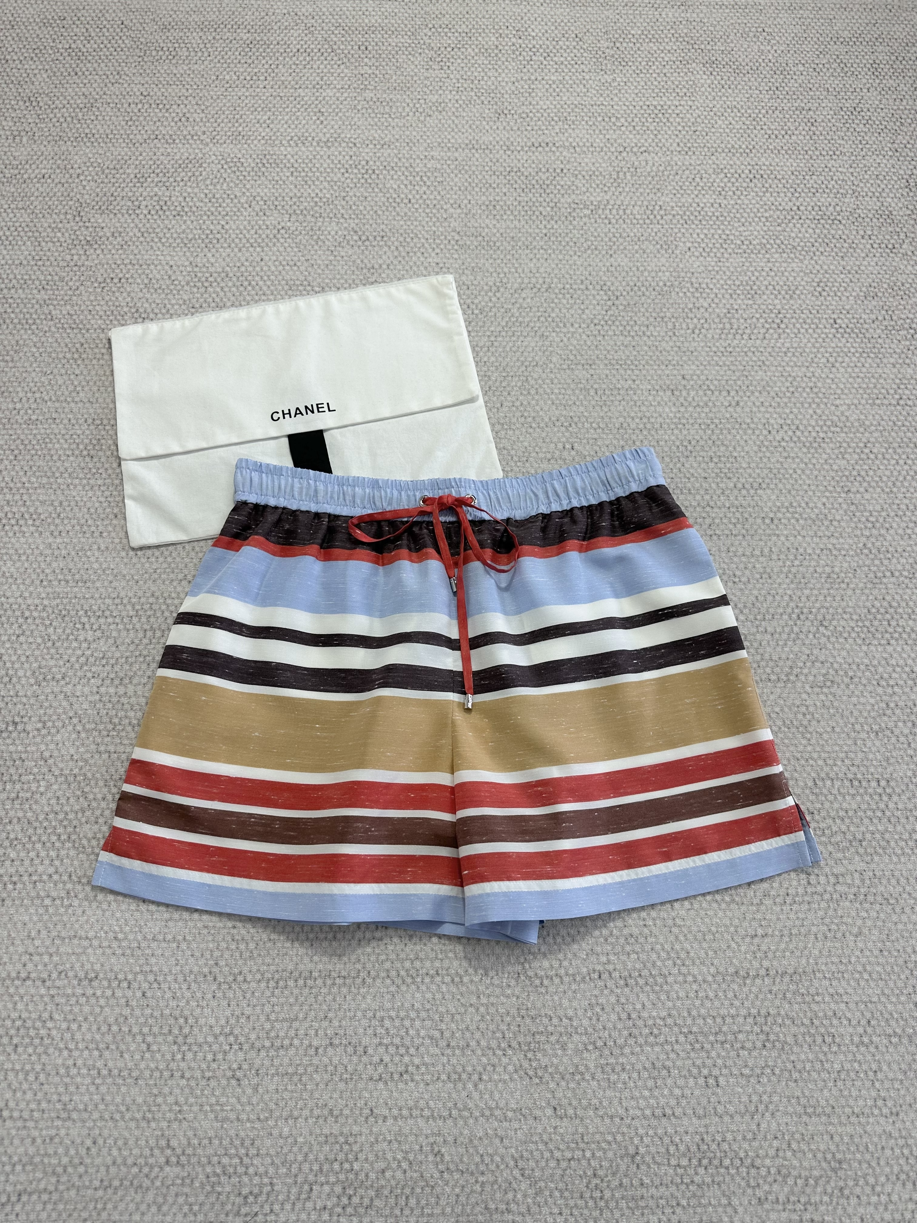 CHANEL Top-Quality Version Shorts Silk Blue Red Brown Beige White#389438