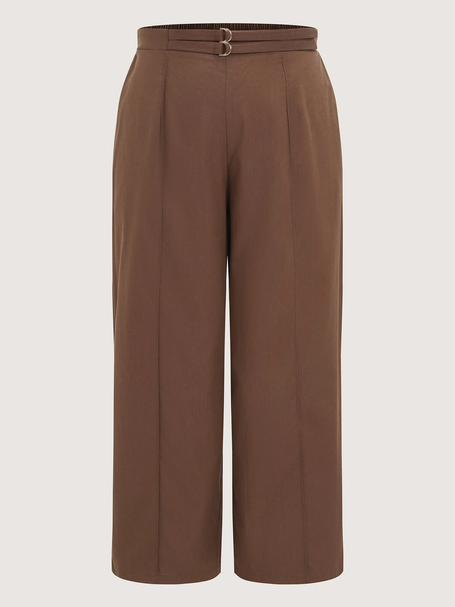 Double Buckle Waist Straight-Leg Pants