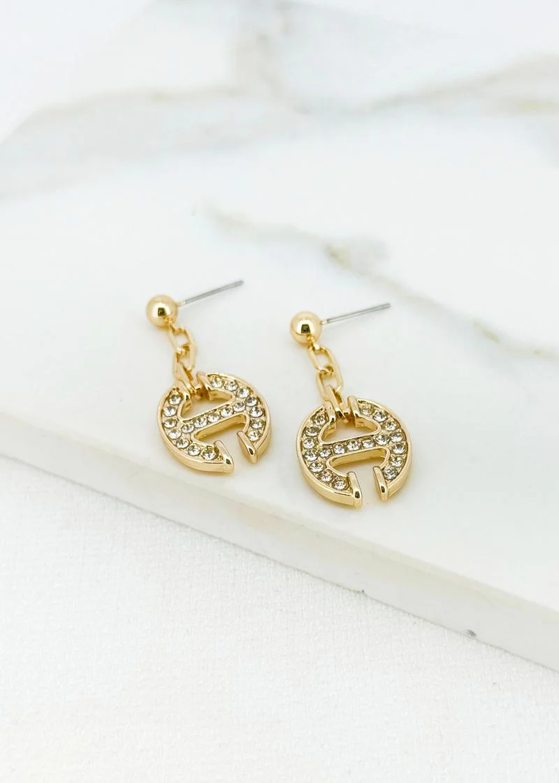 Diamante Dangle Oval Earrings