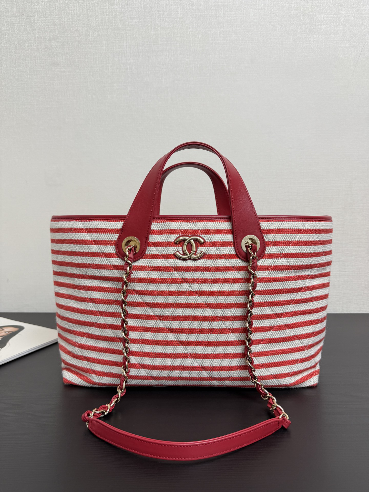 [TOP] CHANEL Beach Shopping Bag 46x25x13cm - Red
