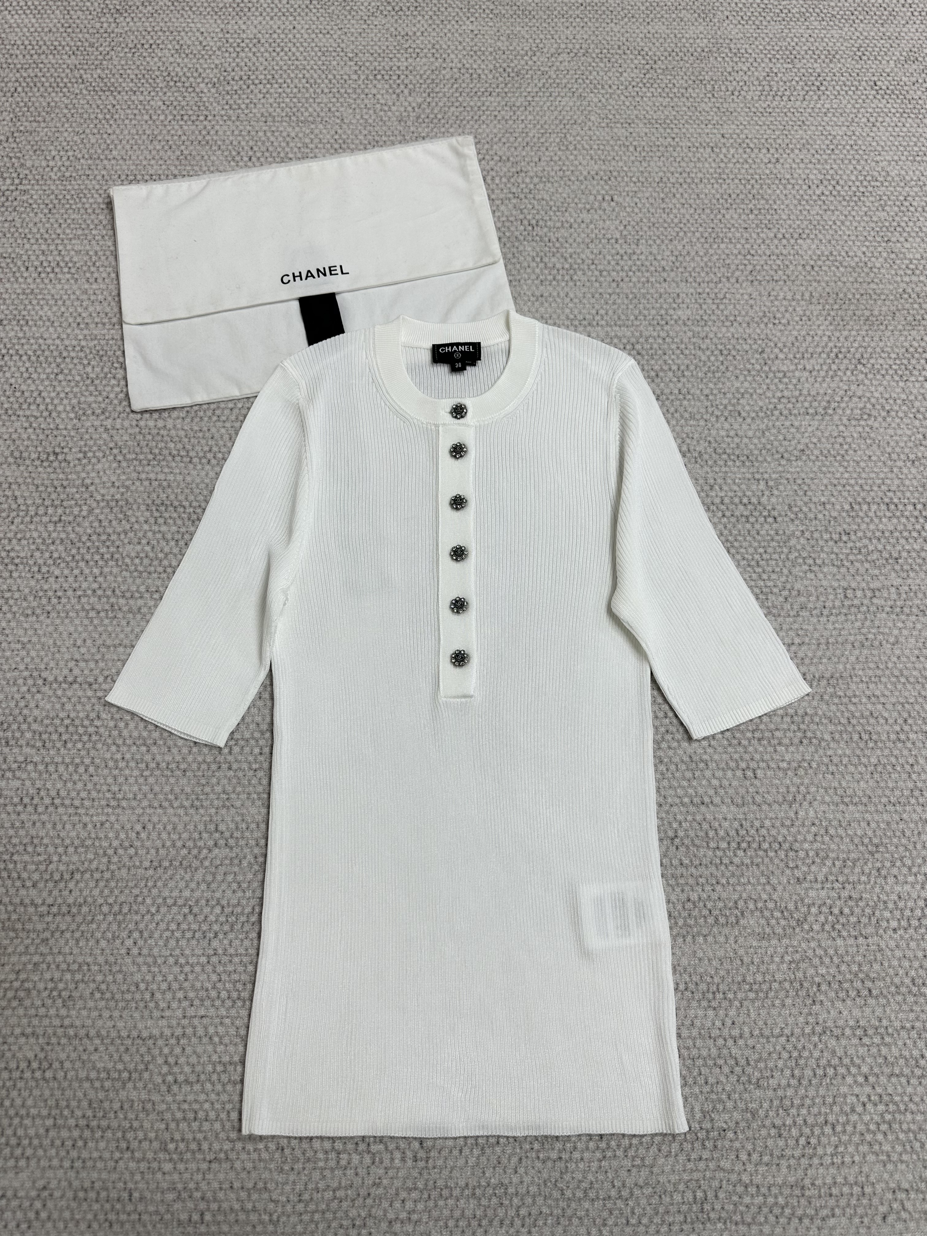 Chanel Clothing Chanel Top-quality Version Short-sleeved Top Mixed Fibres Ecru #390576 View 2 | Nigo Office