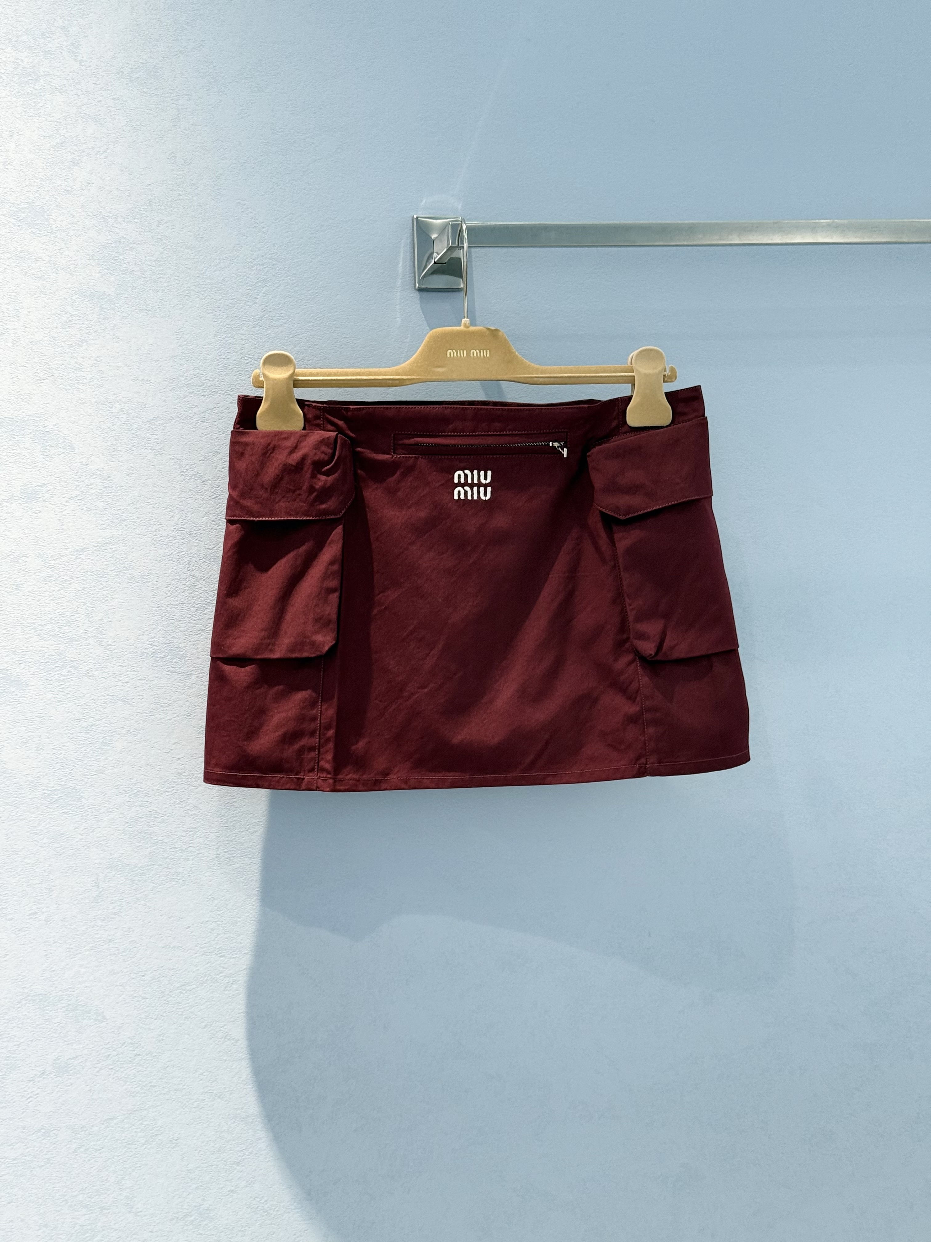 Miu Miu 26 New Letter Embroidery Burgundy Workwear Skirt #381172