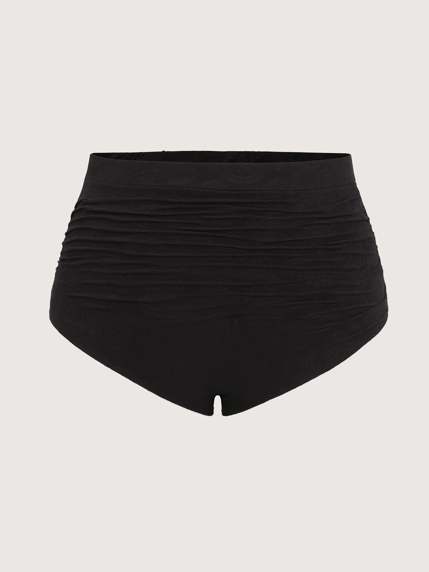 Paisley Textured High-Waisted Swim Bottoms