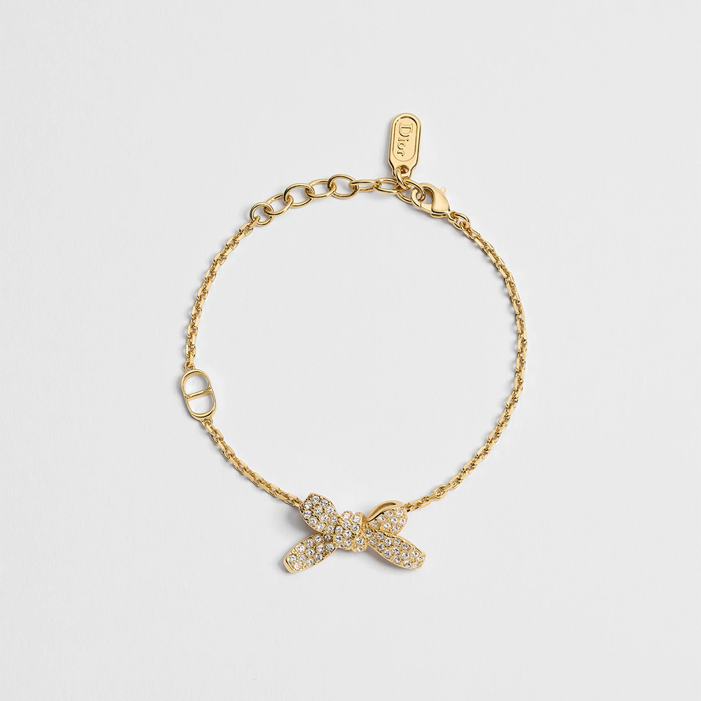 Dior gold Jewelry DIOR Delicate Bow Bracelet Gold-Finish Metal and Crystals #379150 | Nigo Office