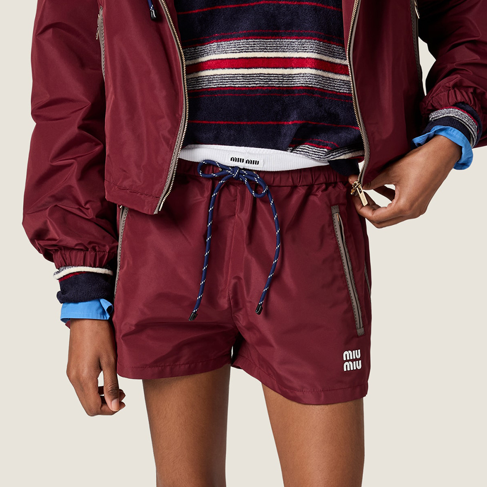 MiuMiu Amaranth Red Technical Fabric Shorts #380061