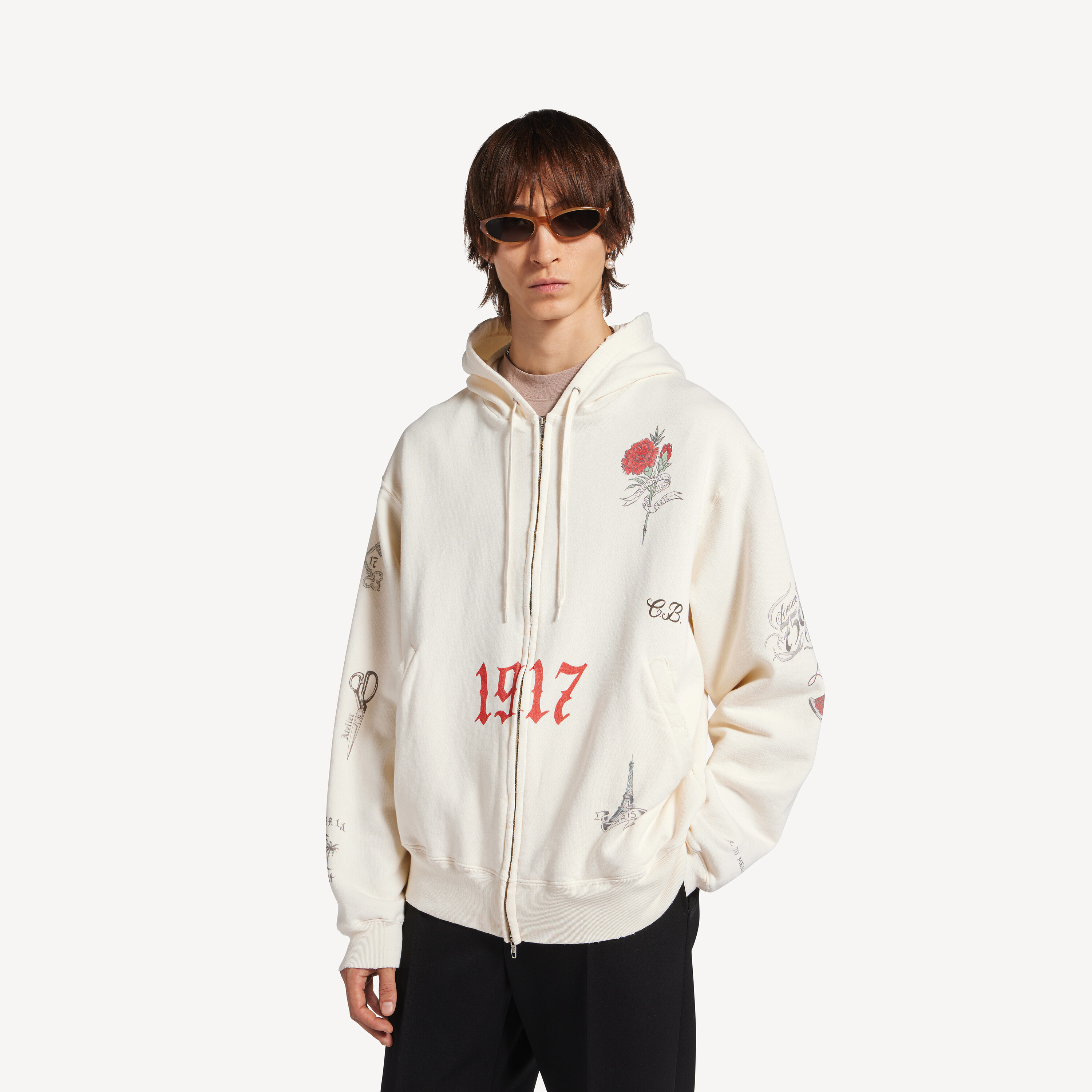 Balenciaga Clothing Balenciaga Tattoo Oversized Zip-up Hoodie #394925 View 2 | Nigo Office