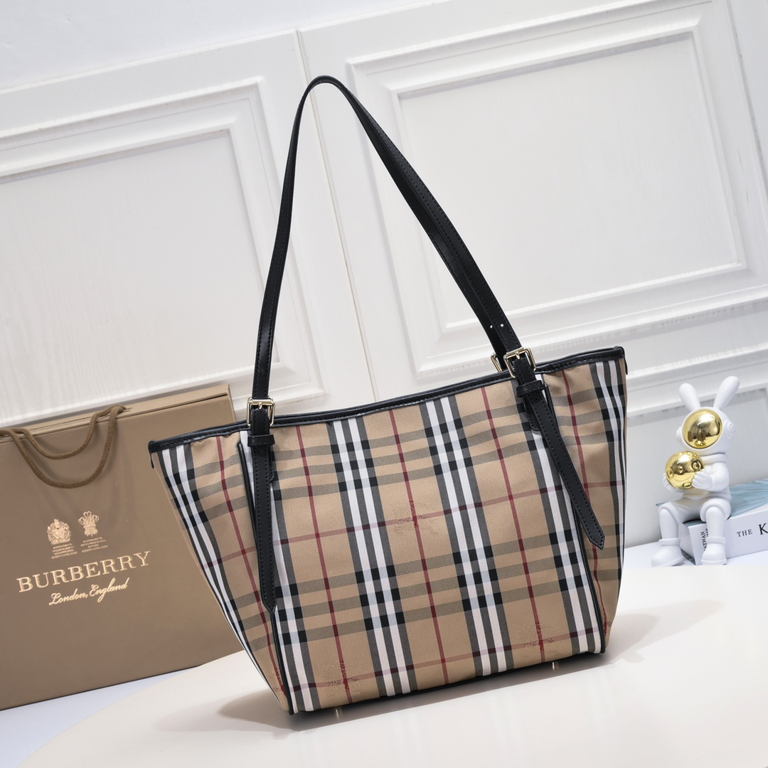 [TOP] BURBERRY Shopping Bag 28x26cm - Khaki and Black - 711 Luxury