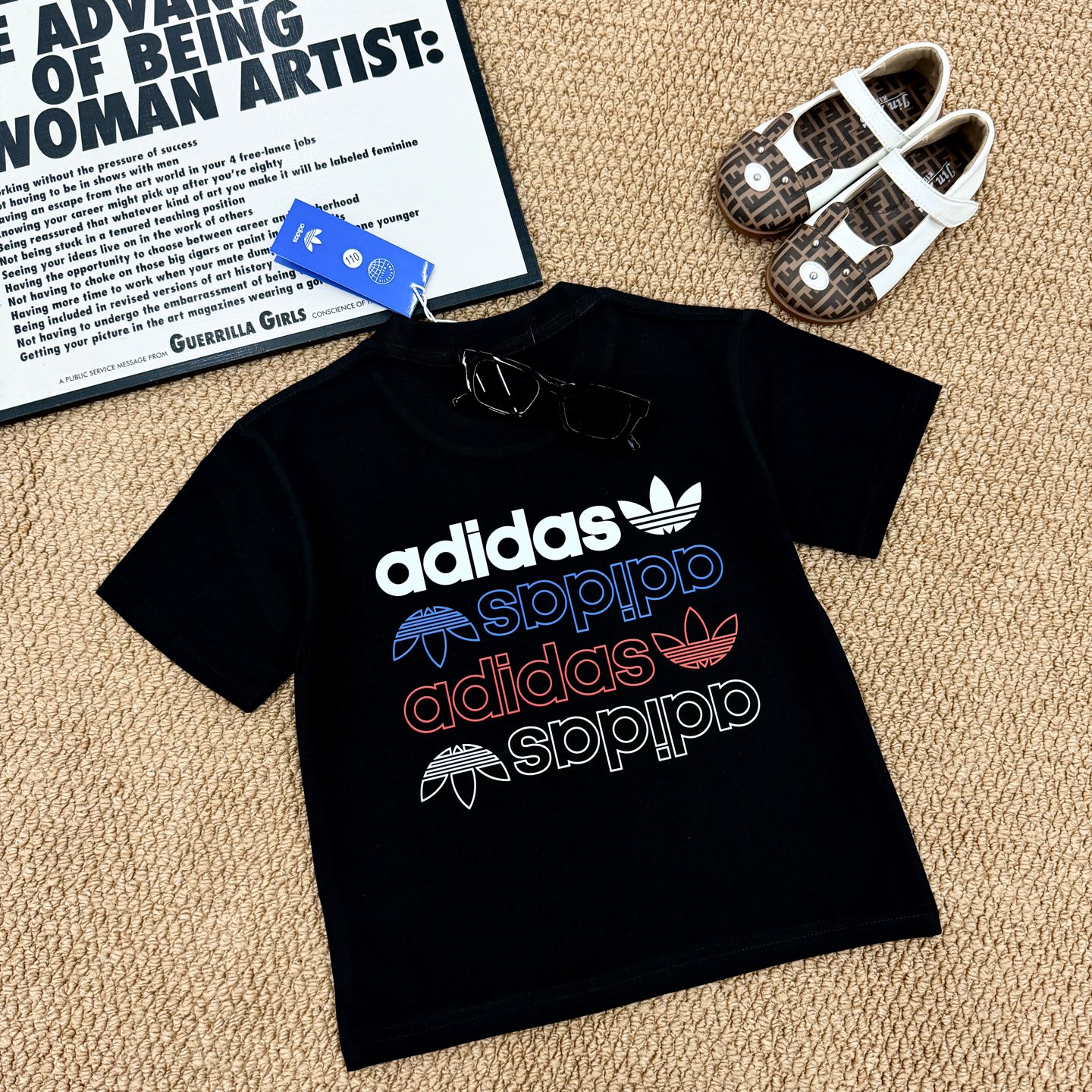 Adidas Unisex Kids & Adult Short Sleeve Tee Mirror Multicolor Trefoil Print Full Tags Sizes 90-150 S-2XL girls boys