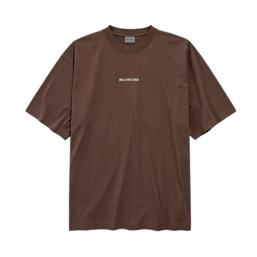 Balenciaga Brown Classic Letters Round Neck Short Sleeve T-shirt #383616
