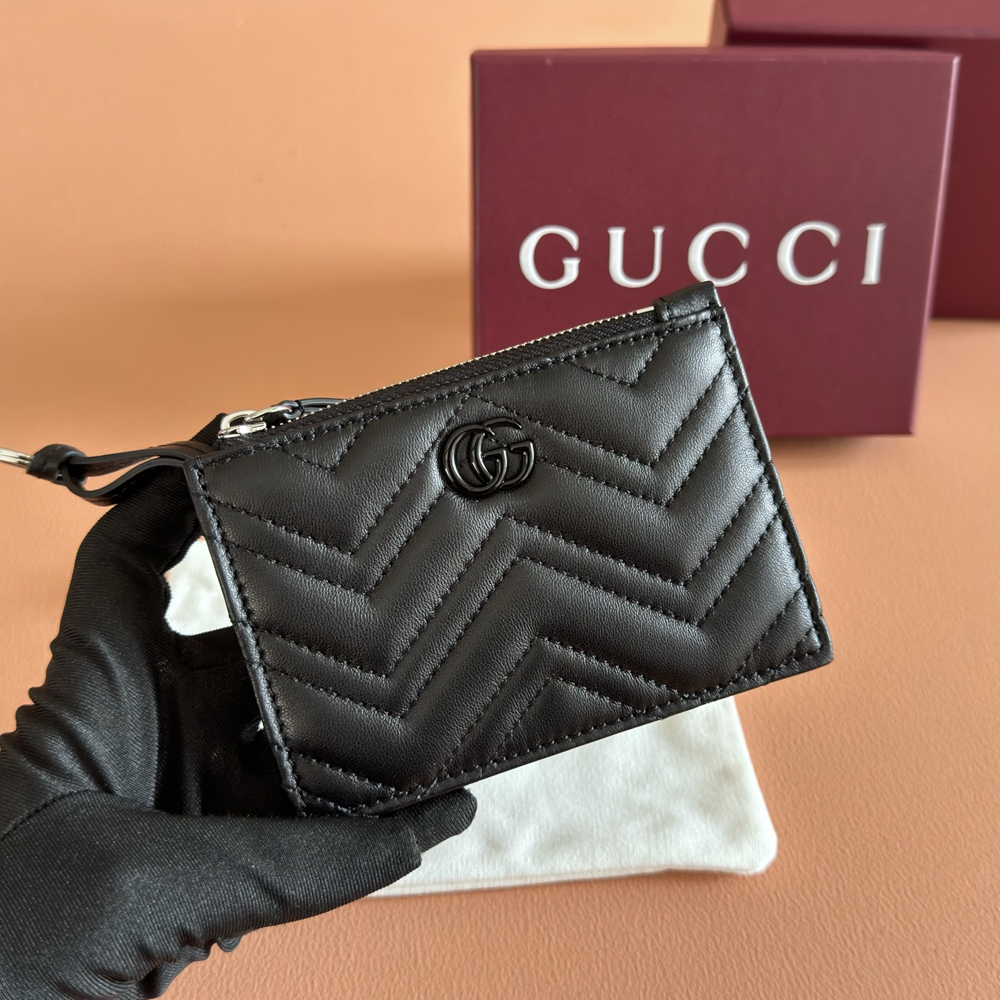 [TOP] GUCCI Coin Purse Lambskin 12x8.5cm - Black - 711 Luxury