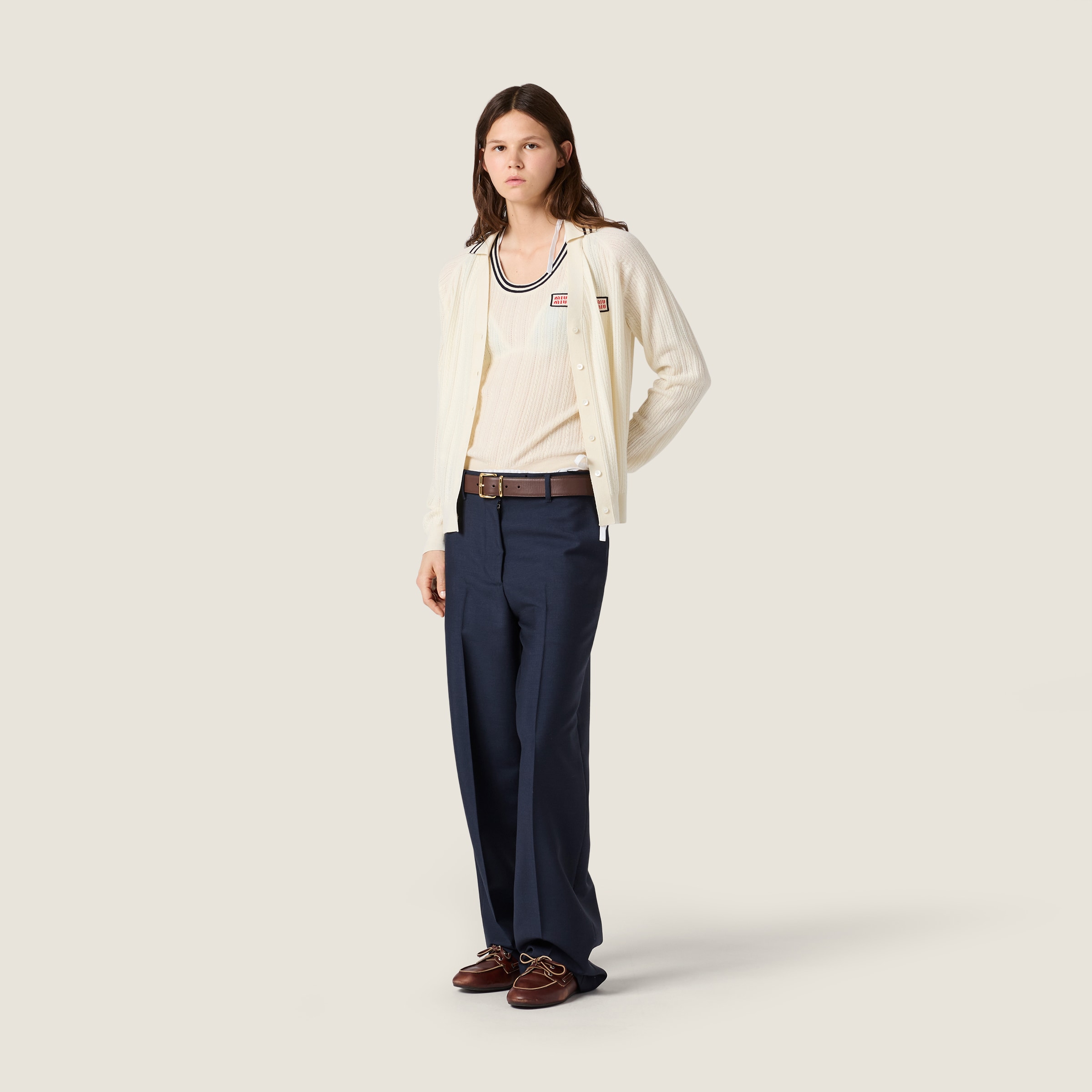 Designer blue Clothing MiuMiu Natural Blue Cashmere Top #389871 View 2 | Nigo Office