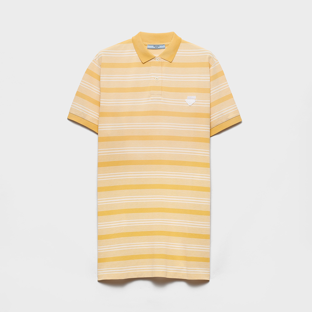 PRADA Yellow Bayadere Stripe Piqué Mini-dress #381470