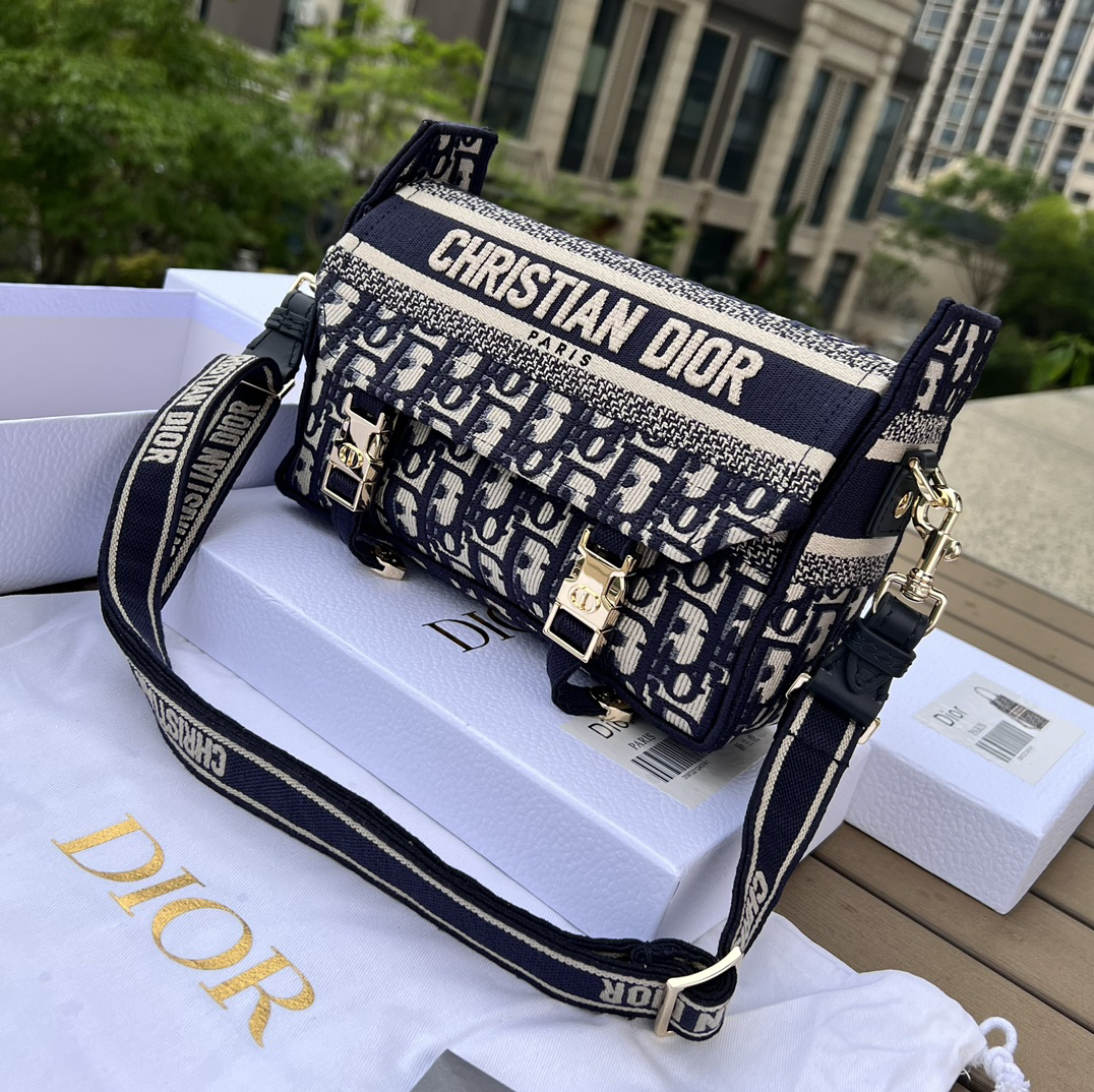 [TOP] Christian Dior Camp Bag Oblique 23x15x8cm - Navy Blue