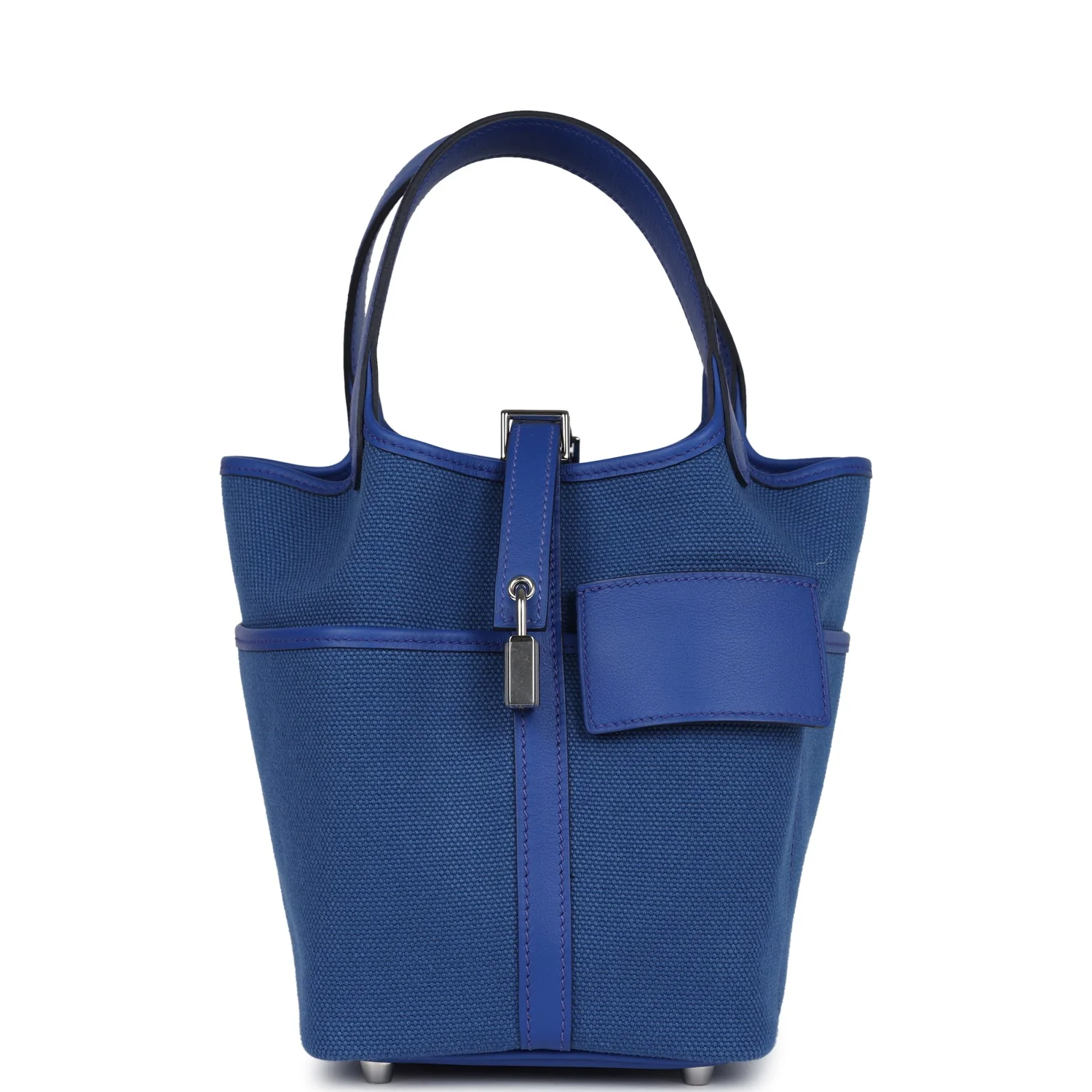 Hermes Picotin Cargo  Bleu Royal Swift and Toile Canvas Palladium Hardware