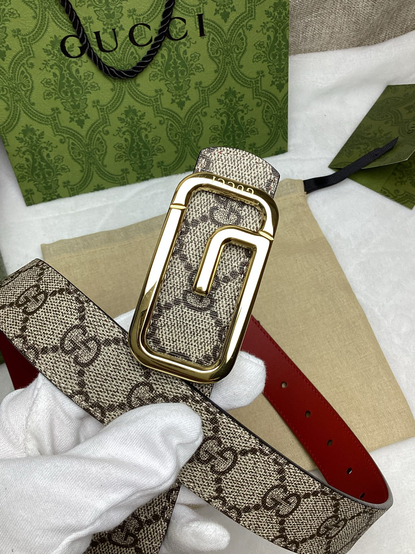 [TOP] GUCCI Double-sided Belt 3 cm - Red - 711 Luxury