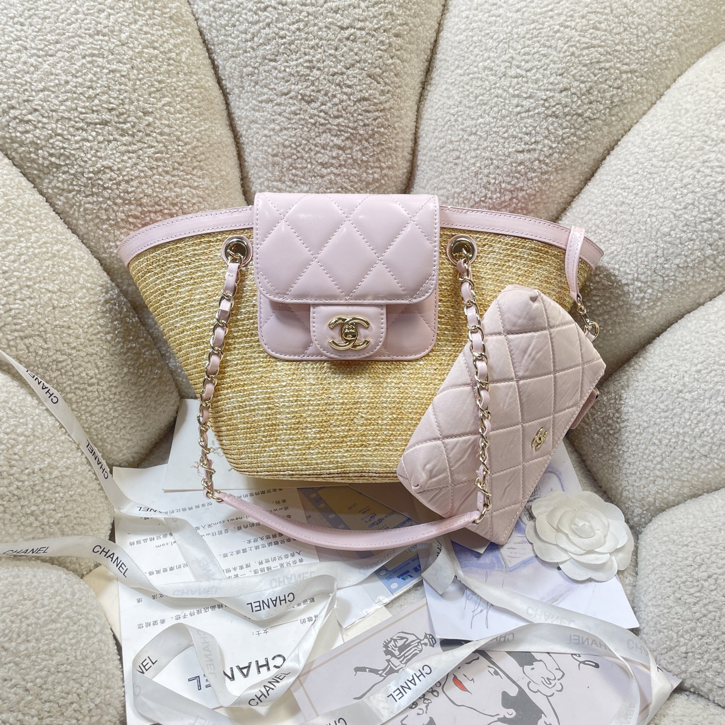 [TOP] CHANEL Straw-Woven Patchwork Shopping Basket Bag 18-41-13cm - 6 Color - 711 Luxury
