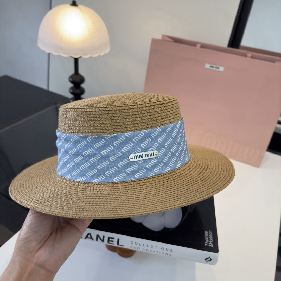 [TOP] Miu Miu Straw Hat - Brown - 711 Luxury