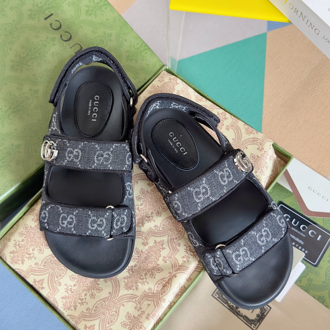 [TOP] GUCCI Velcro Thick-soled Sandals - Black - 711 Luxury