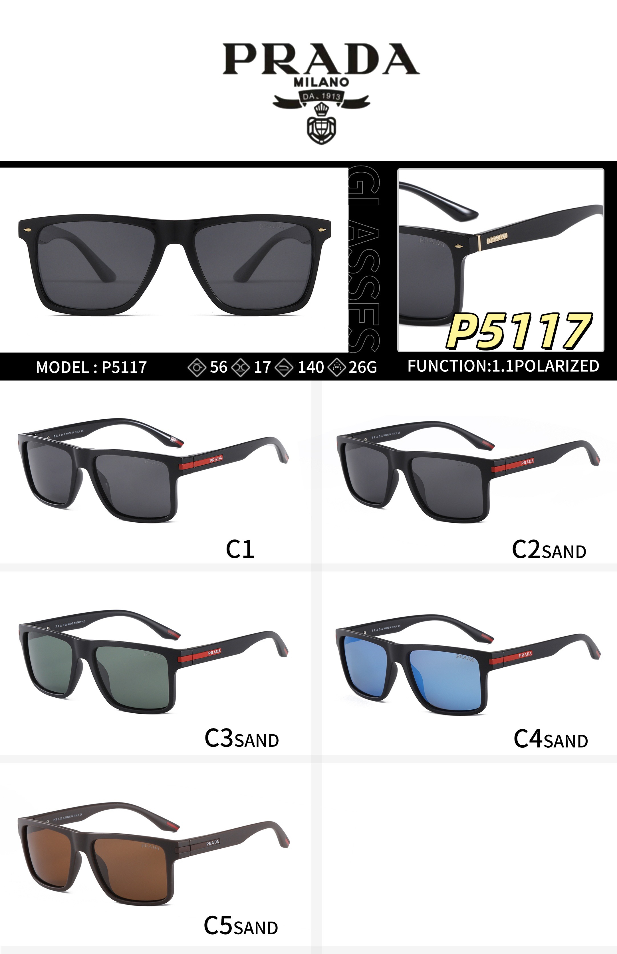 [TOP] PRADA Sunglasses - 5 Colors - 711 Luxury