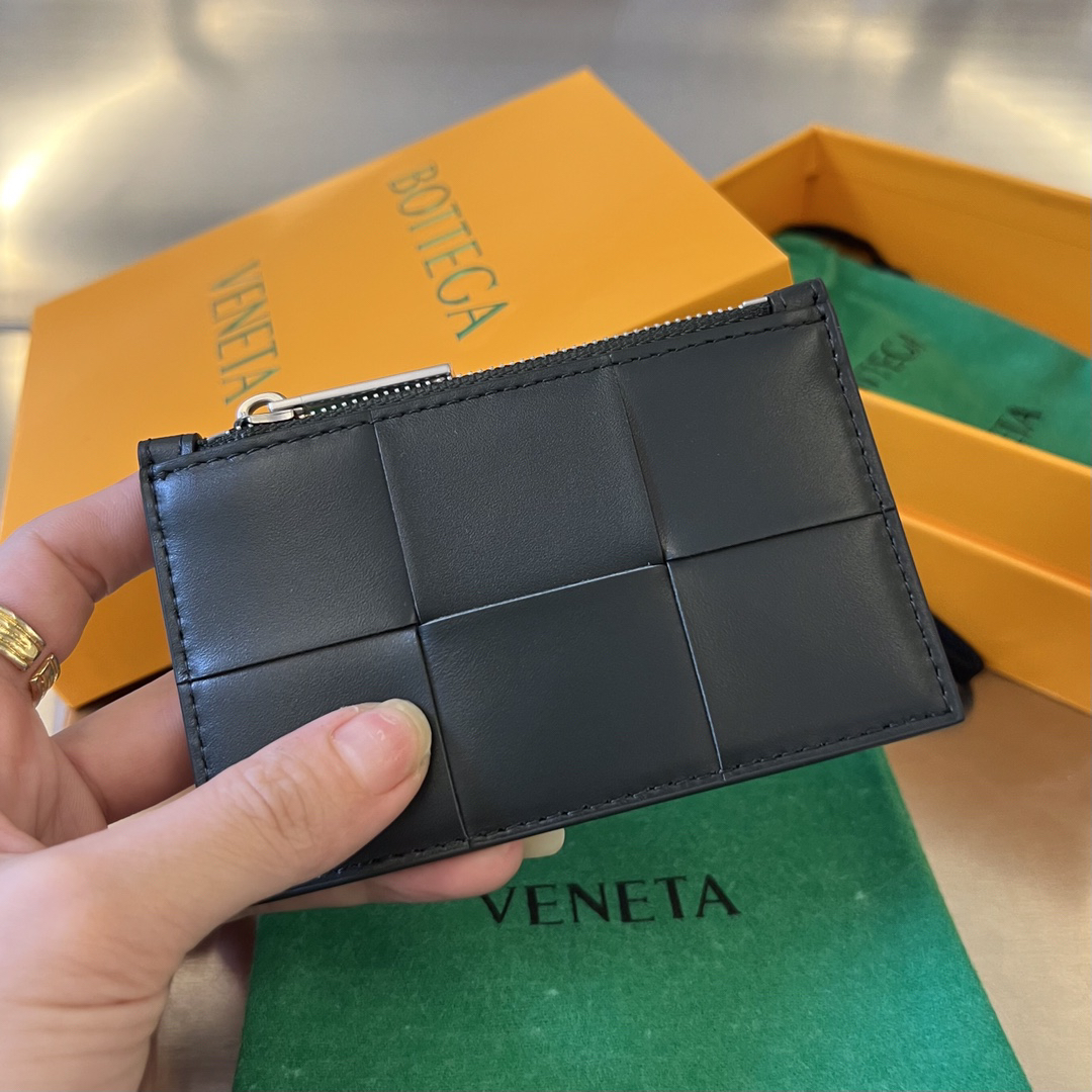 [TOP] Bottega Veneta BV Cowhide  Card Holder 11.8x7.5 cm - Black - 711 Luxury