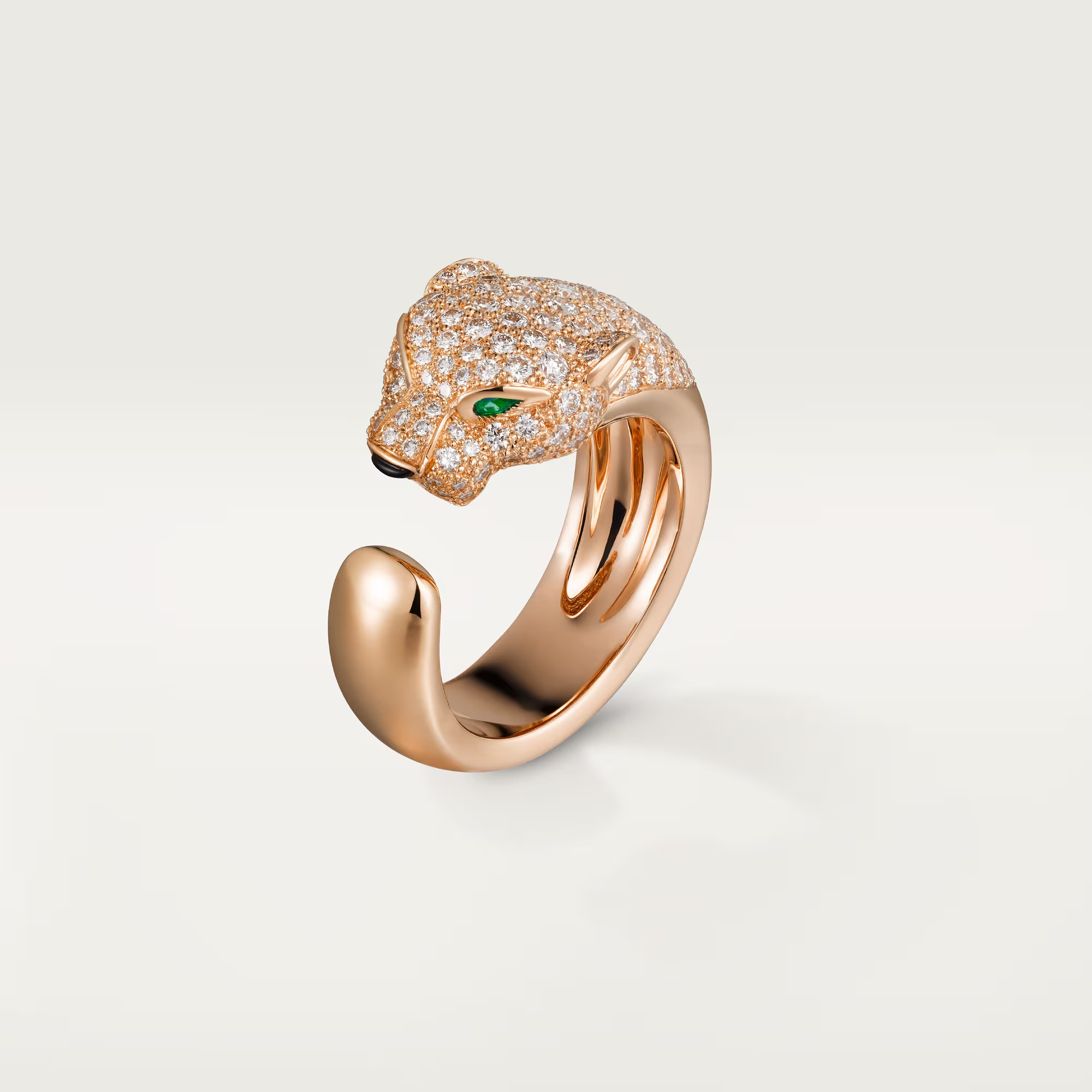 Carty Panther Pure Ring, Rose Gold, Medium Model ,Half-Paved