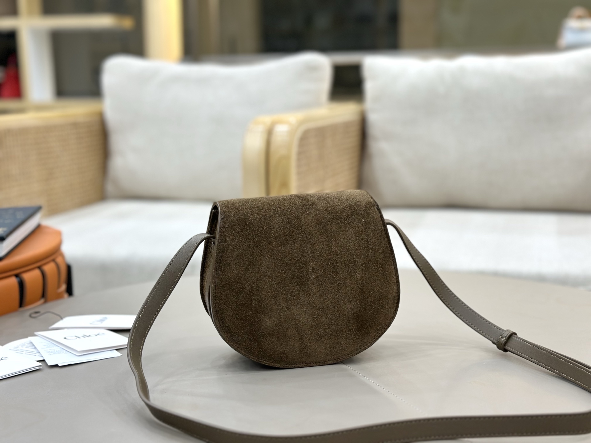 [TOP] Chloe Marcie Bag Suede Leather 19*16*9cm - Green - 711 Luxury