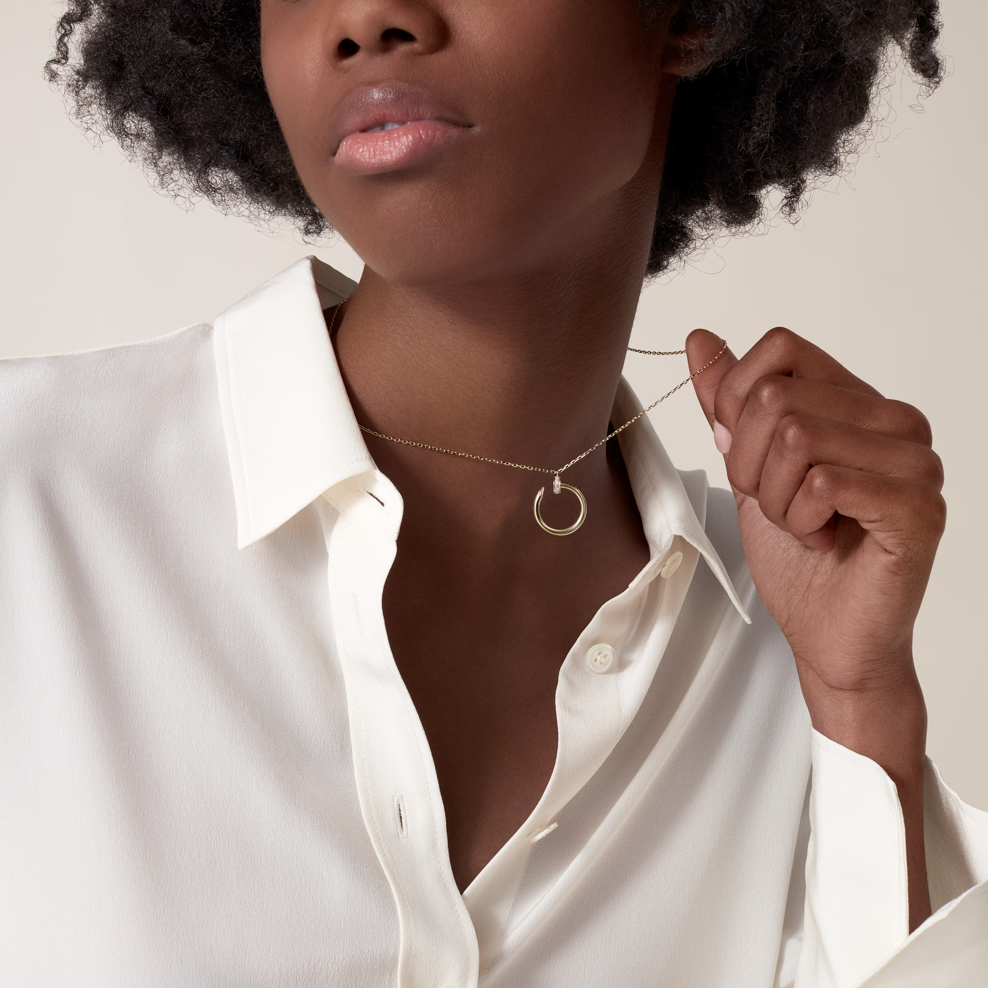 Carty Nails Solo Trace Necklace ,Yellow Gold ,14 Moissanite