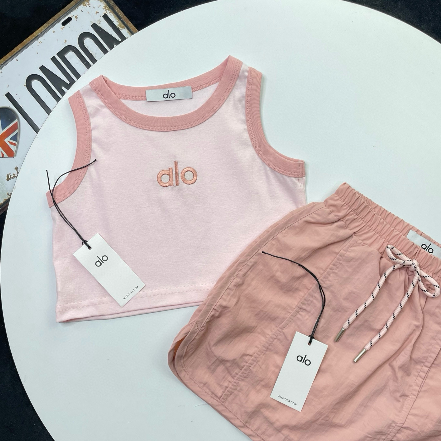 ALO Girls 2-Piece Embroidered Sleeveless Tank Top & Drawstring Mini Skort Summer Matching Set Sizes 120-170