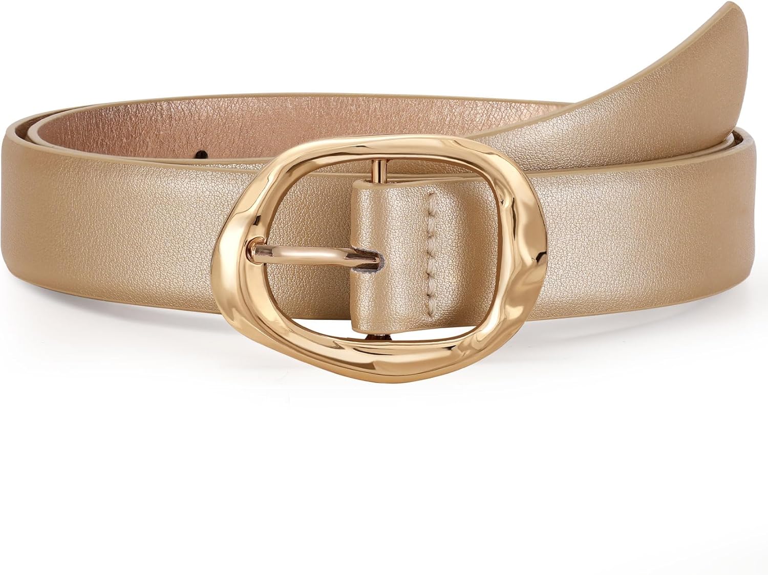 Women Leather Belt for Jeans Pants Ladies Casual Waist Belt Fashion Women Belt with Gold Buckle