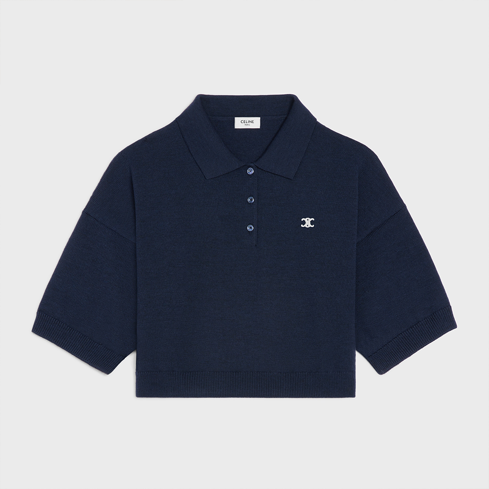Celine Triomphe Cropped Polo in Wool #383785