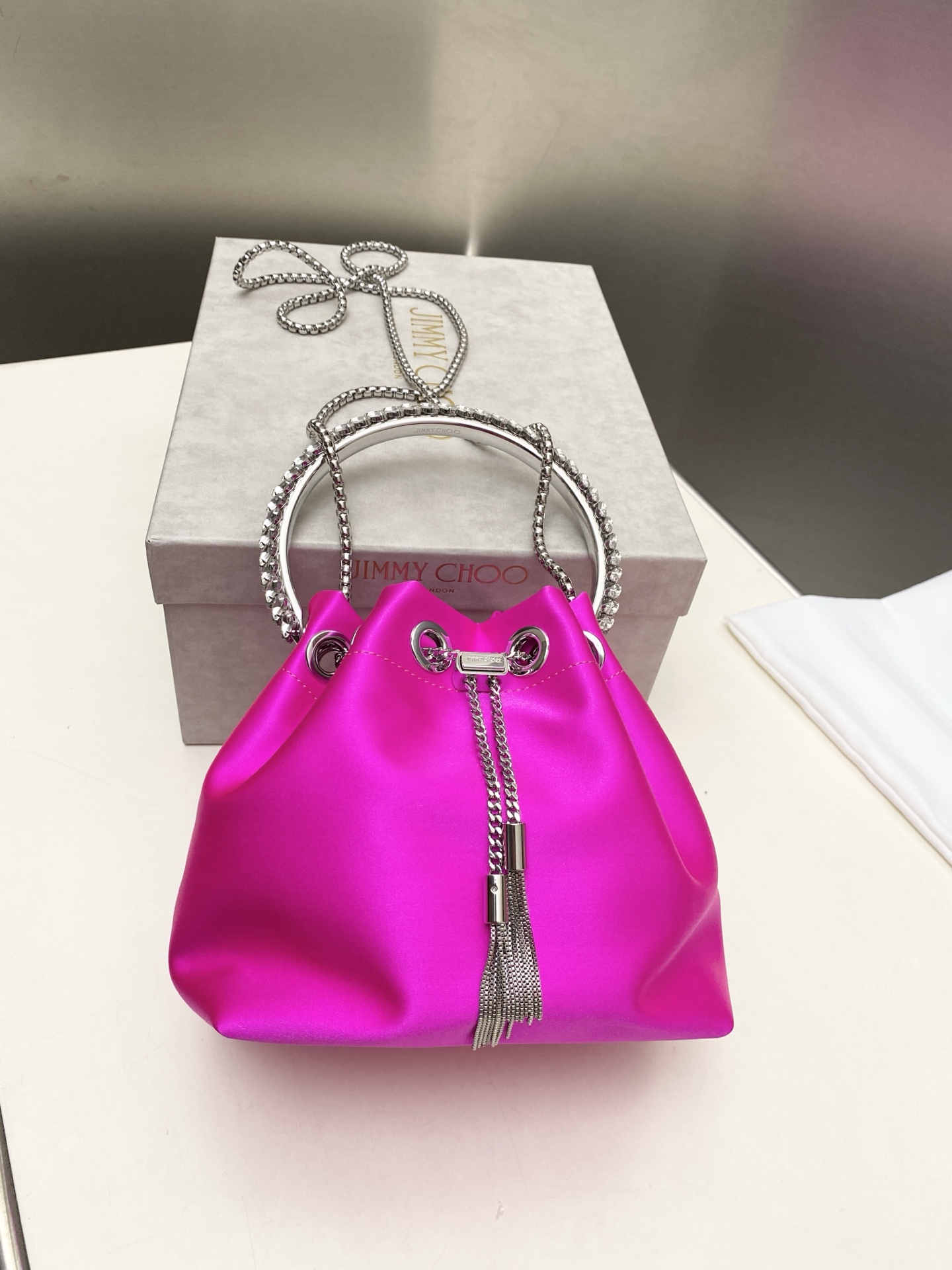 [TOP] JIMMY CHOO Bon Bon Bag 16*15*9.5CM - Rose Pink - 711 Luxury