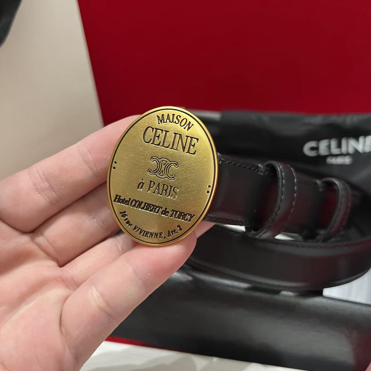 [TOP] CELINE Belt Calfskin 2.5cm - Black - 711 Luxury