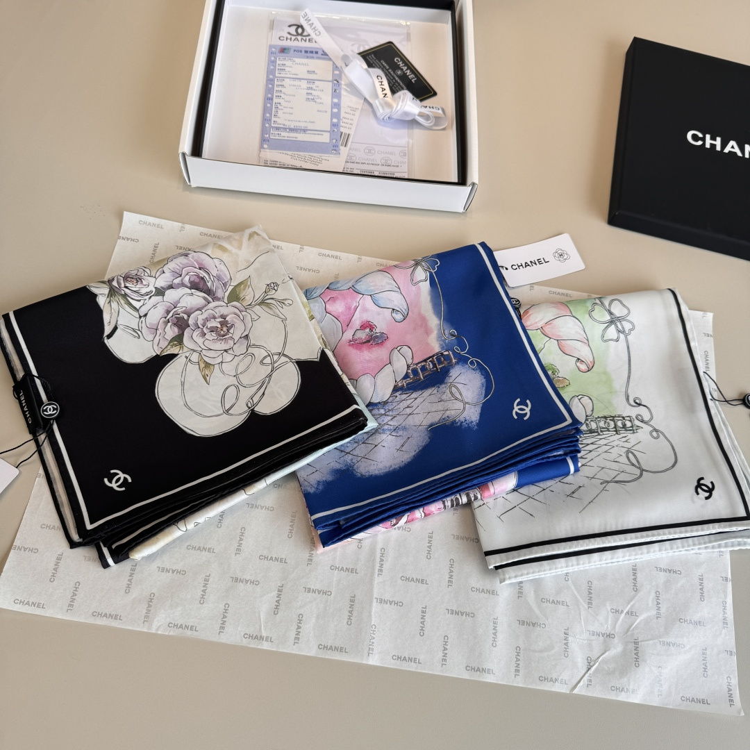 [TOP] Chanel Silk Scarf 90x90cm - 3 Colors
