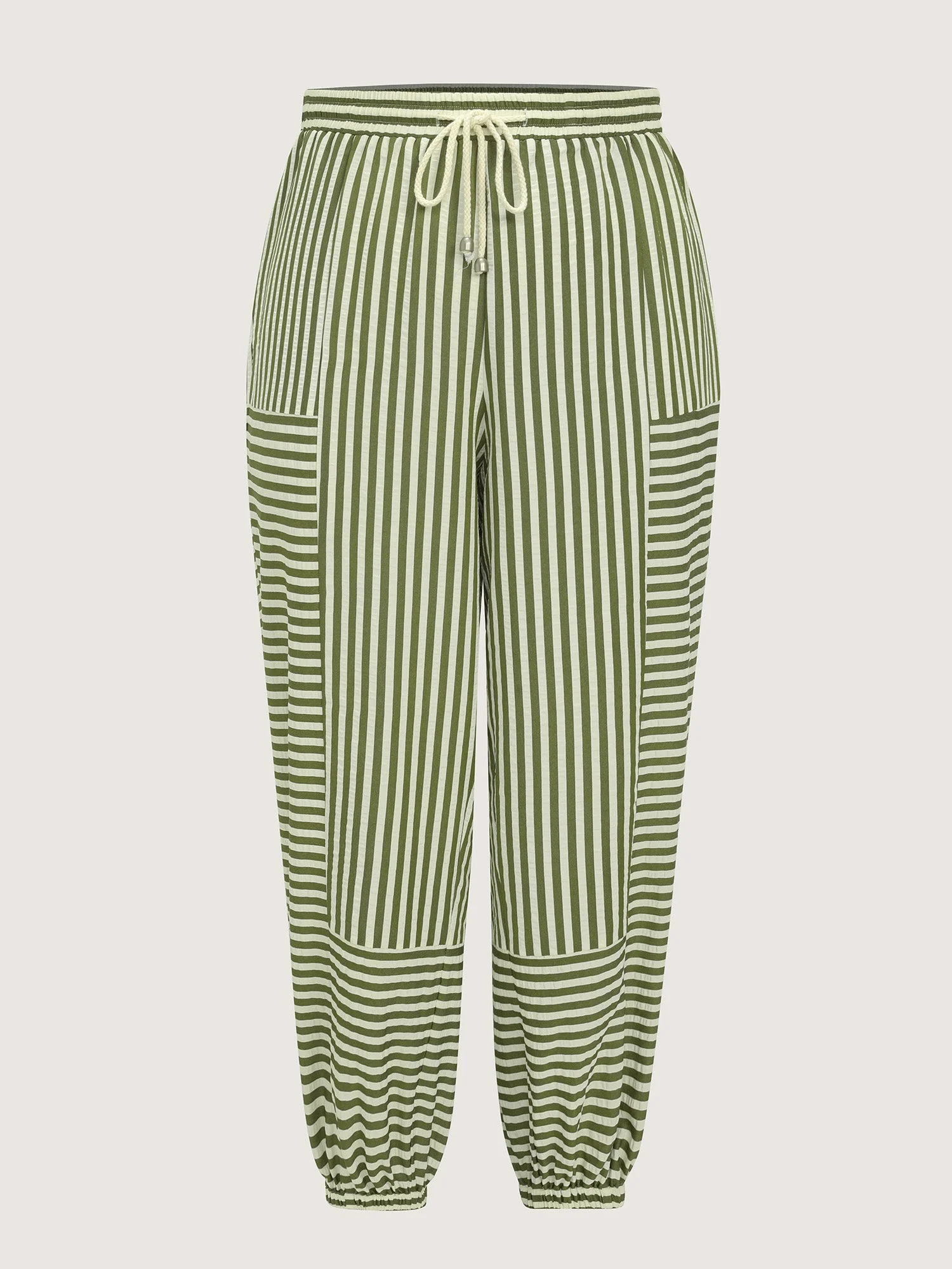Striped Print Cuffed Hem Pants